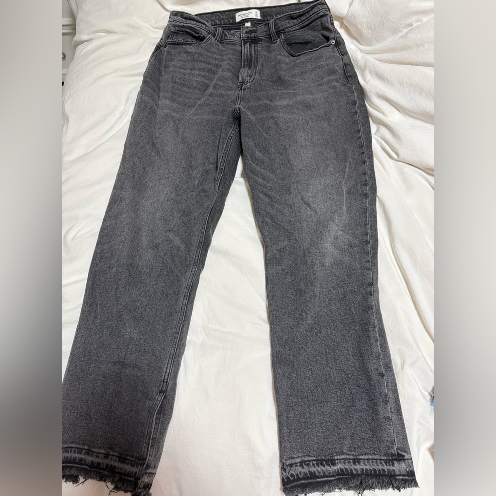 Abercrombie & Fitch Ankle Straight Ultra High Rise Black Denim Jeans